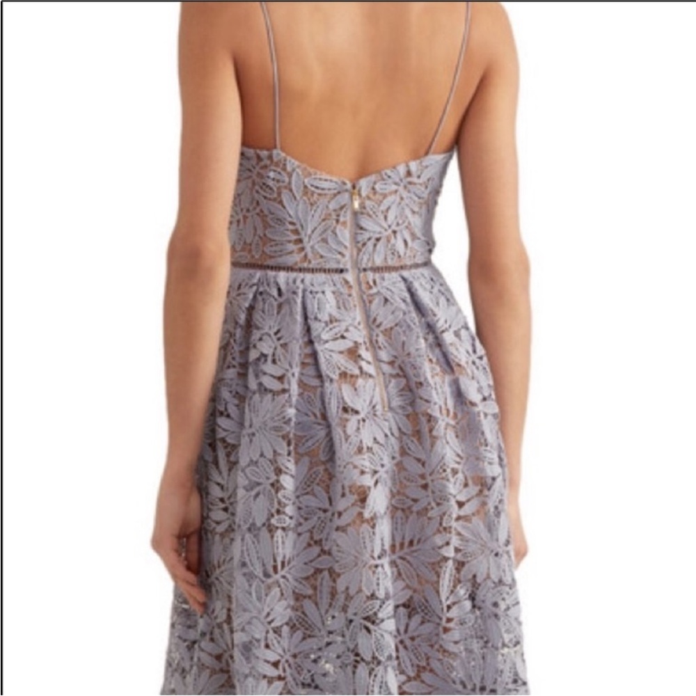 SELF-PORTRAIT Lilac and White Pleated A-Line Dress - Picture 2 of 6